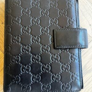 Gucci Embossed Black Leather Planner